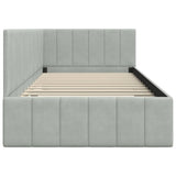 Corner Bed Frame Light Grey 100 cm x 200 cm Velvet 42016317