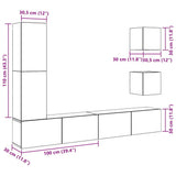 5 Piece TV Cabinet Set Wall-mounted Artisan Oak Engineered Wood 3329202