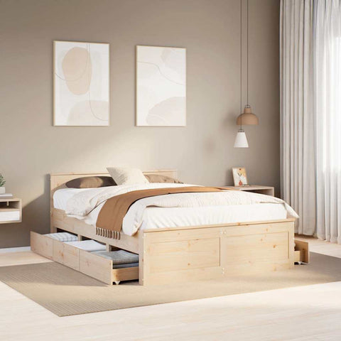 Bed Frame without Mattress with Headboard 140x190 cm Solid Wood Pine 3308777