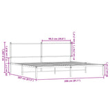 Metal Bed Frame without Mattress Smoked Oak 200x200 cm 3301350
