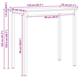 Bar Table White 110 x 55 x 105 cm Solid Pine Wood 892804
