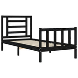 Bed Frame without Mattress Black Small Single Solid Wood Pine 3192845