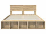 Bed Frame with Shelf Sonoma Oak 120 x 200 cm Engineered Wood 3408391