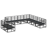 Garden Sofa Set with Cushion 9 pcs Black Aluminium 3378882