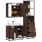 3 Piece Bathroom Furniture Set Brown Oak Engineered Wood 3301149