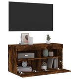 TV Wall Cabinet with LED Lights Smoked Oak 80x30x40 cm 837205