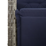 7 Piece Garden Dining Set with Cushions Grey Poly Rattan 3212932