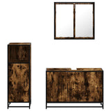 3 Piece Bathroom Furniture Set Smoked Oak Engineered Wood 3300952