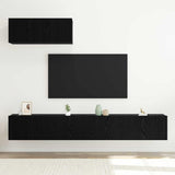 TV Cabinet Set Wall-mounted 3 pcs Black Oak Engineered Wood 3332537