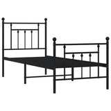 Metal Bed Frame without Mattress with Footboard Black 75x190cm 353545