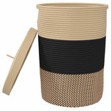 Storage Basket with Lid Black and Beige 37x50 cm Cotton 358479