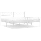 Metal Bed Frame without Mattress with Footboard White 183x213cm 372349