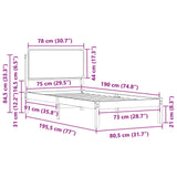 Bed Frame with Upholstered Headboard Dark Grey 75 x 190 cm 877880