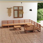 ZNTS 10 Piece Garden Lounge Set Solid Pinewood 3075992