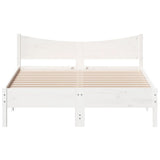ZNTS Bed Frame White 135x190 cm Double Solid Wood Pine 844746