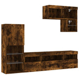 6 Piece TV Wall Units with LED Smoked Oak Engineered Wood 3216736