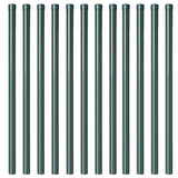 Fence Posts 12 pcs Green 120 cm Powder-coated steel 42012732
