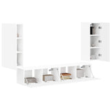 TV Wall Cabinet Set Wall-mounted 4 pcs White Engineered Wood 3408916