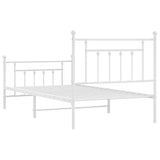 Bed Frame White Powder-Coated Steel Single Bed Frame 353598