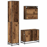 Bathroom Furniture Set with Door 3 pcs Old Wood Engineered Wood 3402485