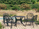 Bistro Set Black Cast aluminium 1 Table, 4 Chairs Durable 3070602