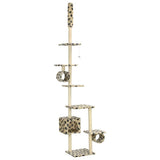 Cat Tree with Sisal Scratching Posts 260 cm Beige Paw Prints 170535