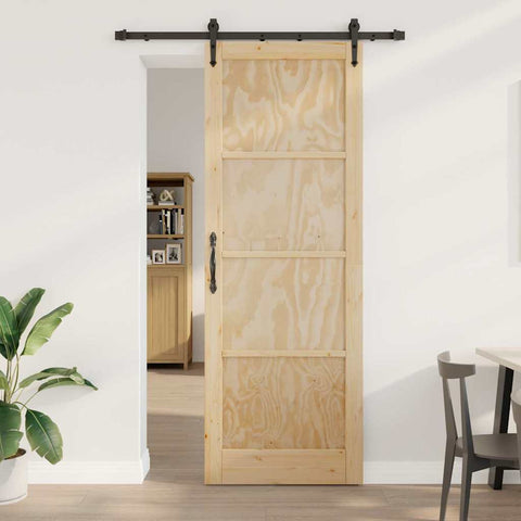 Sliding Door Manual ORKDAL Brown 83 x 232 cm Solid pine wood 3333788
