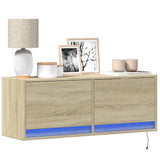 TV Wall Cabinet with LED Lights Sonoma Oak 100x31x35 cm 852364