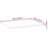 Table Top Rectangular 100x80x2 cm Solid Wood Acacia 4008831