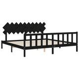 Bed Frame without Mattress Black 200x200 cm Solid Wood Pine 3193490