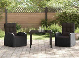 Garden Dining Set with Cushion 3 pcs Black Poly Rattan 3379520