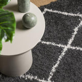 ZNTS Shaggy Rug High Pile Modern Black and Cream 160x230 cm 375413