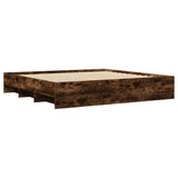 Bed Frame without Mattress Smoked Oak 200x200 cm Engineered Wood 3295629