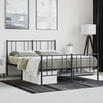 ZNTS Metal Bed Frame without Mattress with Footboard Black 120x200cm 352496