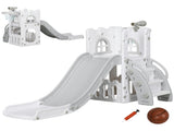 4 in 1 Toddler Slide with Basketball Hoop, Climber, Telescope, Storage Basket, for Ages 1-3 Years, T3398P379004