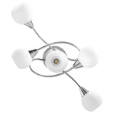 Ceiling Lamp with Ceramic Shades for 5 E14 Bulbs White Bowl 289237