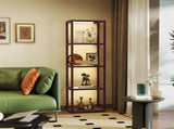 LED Floor Lamp with Glass Shelves, 4 Layers Dimmable Tall Standing Lamp, Modern Column Shelf Floor T3398P376730
