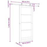 Sliding Door White and Black 86 x 198.5 cm Solid Pine Wood 3333343
