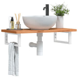 Basin Shelf Wall Mounted Steel and Solid Wood Beech 3302364