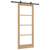 Sliding Door Natural 86 x 211 cm Solid Pine Wood and Glass 3332285