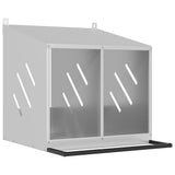 Chicken Nesting Box with 2 Compartments Galvanized Silver Metal 864348