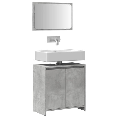 ZNTS 2 Piece Bathroom Furniture Set Concrete Grey Engineered Wood 856066