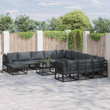 Garden Sofa Set 12 pcs Black Aluminium 3378942