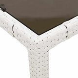 Garden Table with Glass Top White 90x90x75 cm Poly Rattan 368123