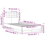 Bed Frame with Headboard Grey Sonoma 90x200 cm Engineered Wood 3209945