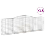 Arched Gabion Baskets 15 pcs 400x50x120/140 cm Galvanised Iron 3147018
