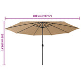 Garden Parasol with LED Lights 400 cm Taupe 312533