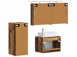 Bathroom Furniture Set 4 pcs Old Wood Engineered Wood and Glass 3407437