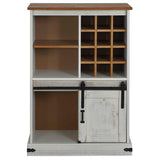 ZNTS Wine Cabinet HALDEN with Wine Racks and Sliding Door White Pine 4018446