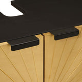 Bathroom Cabinet Set 2 pcs Black and Gold Solid Mango Wood 3310024
